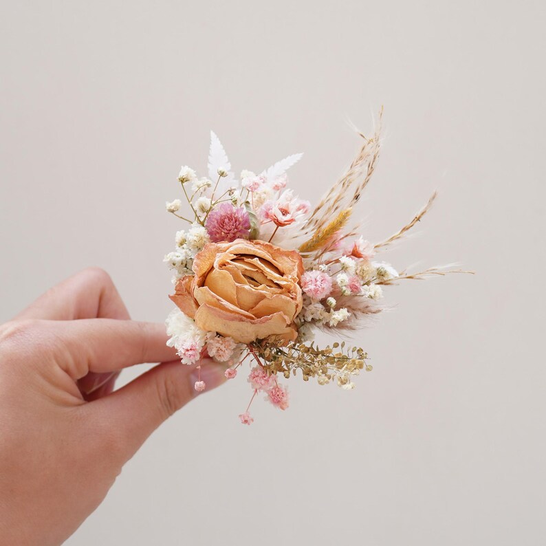 Rose + Baby's Breath Dried Flower Bridal Bouquet,dried Flowers Bouquet ...