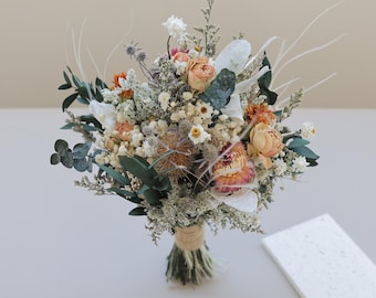 Getrocknete Blumen-Brautstrauß, getrocknete Blumen-Blumenstrauß für Hochzeit, Blumenstrauß, Boho-Hochzeits-Trockenblumen