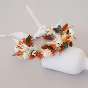 Daisy+Rabbit Tail Dried Flowers  Crown,Dried Flowers Crown,Bridal Crowns,Wedding Crown,Boho Bride Crown