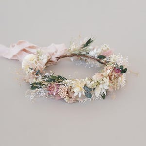 Baby&#39;s Breath+Daisy Dried Flowers Crown, Dried Flowers Crown, Bride Crowns, Wedding Crown,  Boho Bride Crown
