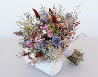 Getrocknete Blumen-Brautstrauß, getrocknete Blumen-Blumenstrauß für Hochzeit, Blumenstrauß, Boho-Hochzeits-Trockenblumen