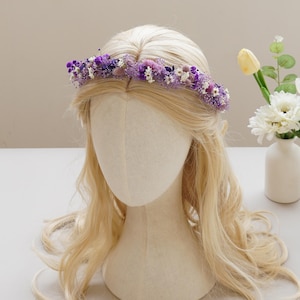 Dried Flower Crown/ Boho Wedding Head Wreath, Natural Bridal Hair Accessory
