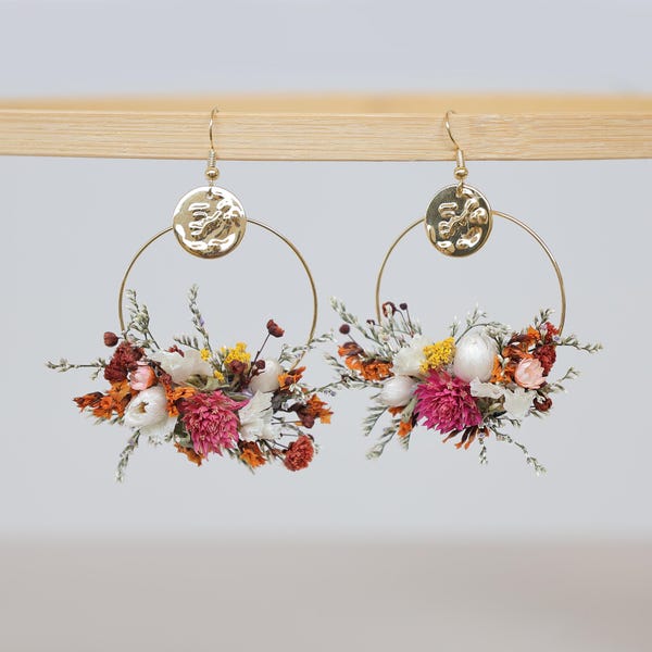 Dried Flowers Earrings,Earrings & Floral,Wildflower Earrings Formal,Romantic Wedding Earings