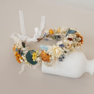 Daisy+Rose+Baby&#39;s Breath Dried Flowers  Crown,Dried Flowers Crown,Bridal Crowns,Wedding Crown,Boho Bride Crown