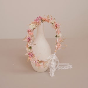 Boho Bride Crown,Baby&#39;s Breath Crown,Dried Flowers Crown,Bridal Crowns,Wedding Crown,Pink Crown