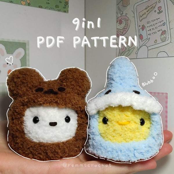 9 in 1 Chick and Marshmallow in 9 Different Removable Costumes | Pdf Download Pattern | Mini Amigurumi Pattern | Easy Crochet
