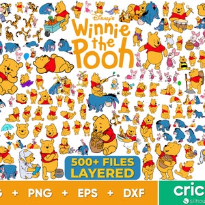 Winnie the Pooh SVG Bundle, Tigger Png, Eeyore Svg Files for Cricut and Silhouette, Piglet Svg Clipart Digital Download