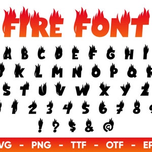 Fire Font SVG: Flame Alphabet for Cricut, Silhouette (Digital Download)