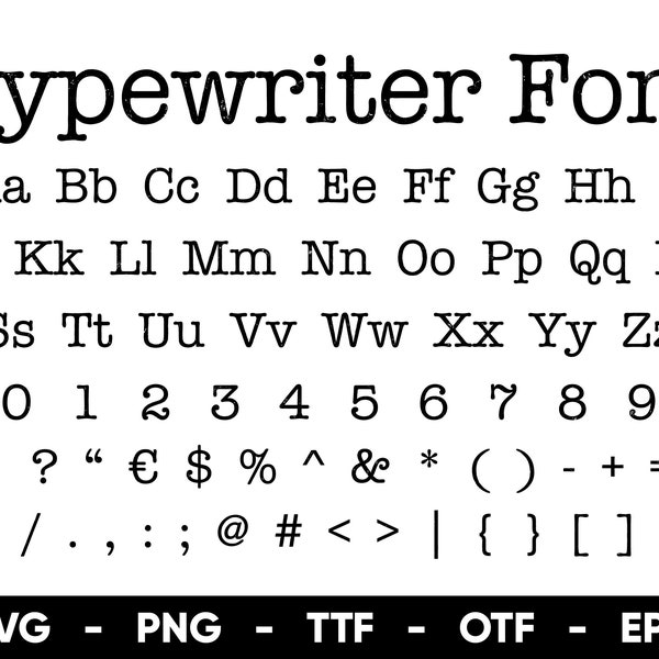 Schreibmaschine Schrift SVG, Schreibmaschine Schrift SVG-Dateien für Cricut und Silhouette, Schreibmaschinen Alphabet ttf, otf, png, eps, svg Digital Download