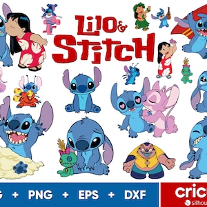Lilo und Stitch SVG, überlagerte SVG-Dateien für Cricut und Silhouette, Stitch-Svg für Shirts, png, eps, dxf Instant Download