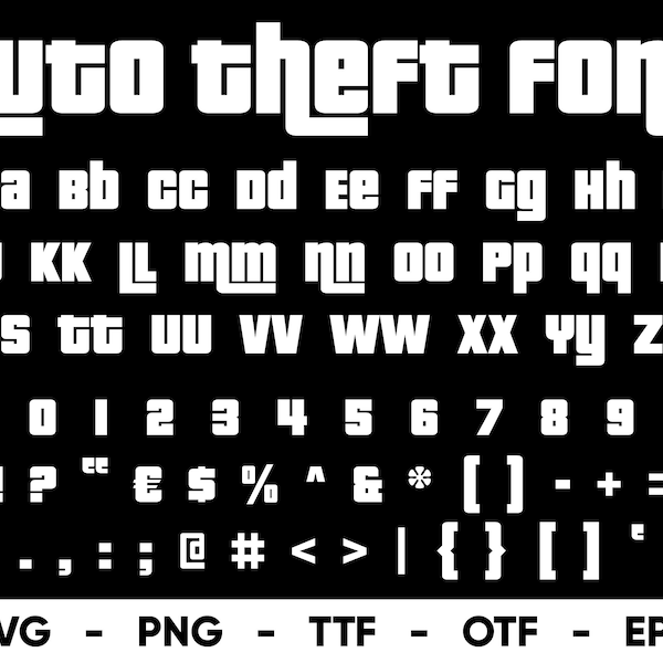 Auto Theft Font SVG, Gaming Font Svg Files for Cricut and Silhouette, ttf, otf, png, eps, svg Instant Download
