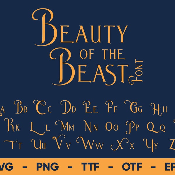 Beauty of the Beast Font SVG, Belle Font Svg Files for Cricut and Silhouette, Princess Font ttf, otf, png, eps, svg Digital Download