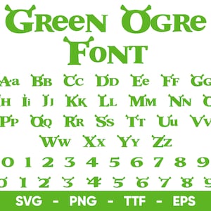 Groene Ogre lettertype SVG, groene Ogre lettertype Svg-bestanden voor Cricut en silhouet, groene Ogre alfabet ttf, png, eps, svg digitale download