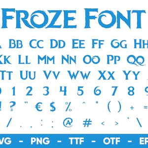 La reine des neiges police SVG, fichiers Svg de police congelée pour Cricut et Silhouette, la reine des neiges Alphabet ttf, otf, png, eps, svg