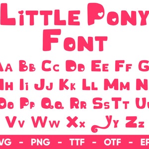 Kleines Pony Schrift SVG, kleines Pony Alphabet ttf, otf, png, eps, svg Digital Download, kleine Pony Schrift SVG-Dateien für Cricut und Silhouette