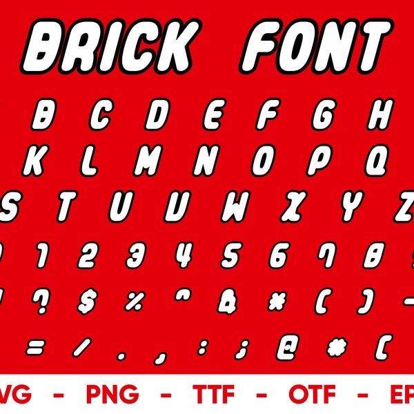 Brick Font SVG, Building Font Svg Files for Cricut and Silhouette, Birthday Font ttf, otf, png, eps, svg Digital Download