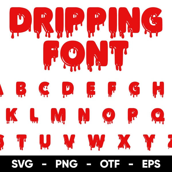 Dripping Png Silhouette Font - Etsy