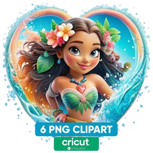 6 Clipart Moana PNG, Moana aquarelle Splash Png fichiers pour sublimation, bébé Moana Png, princesse Png pour chemises, anniversaire fille fichiers Png