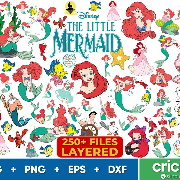 Little Mermaid SVG Bundle, Little Mermaid Png, Ariel Svg Files for Cricut and Silhouette, Flounder Svg Clipart Digital Download