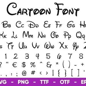 Cartoon Font SVG, Mouse Font Svg Files for Cricut and Silhouette, Mouse Alphabet ttf, otf, png, eps, svg Digital Download