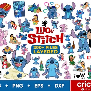 Lilo et Stitch SVG Bundle, Lilo et Stitch Png, fichiers Svg Stitch pour Cricut et Silhouette, téléchargement numérique des cliparts