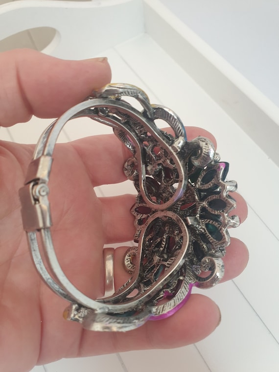 Gemstone Cluster Cuff Bracelet. Statement Multi C… - image 10