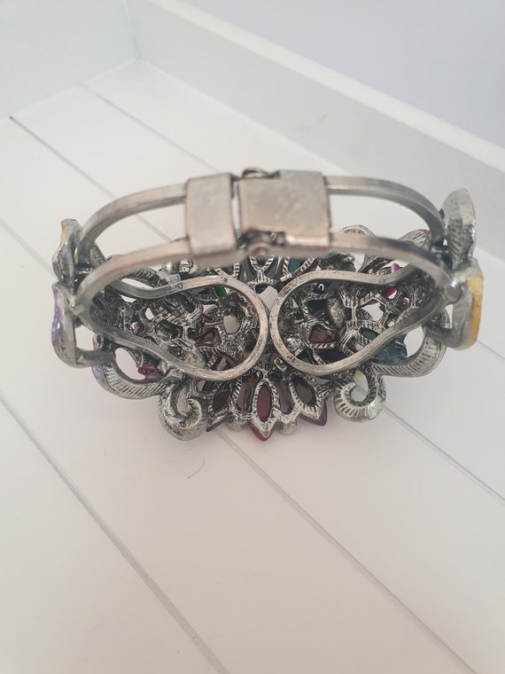 Gemstone Cluster Cuff Bracelet. Statement Multi C… - image 3