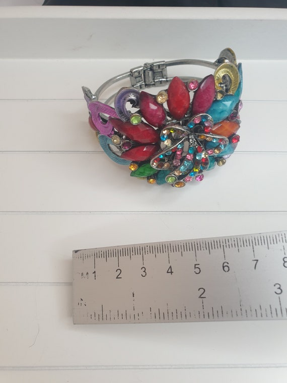 Gemstone Cluster Cuff Bracelet. Statement Multi C… - image 5