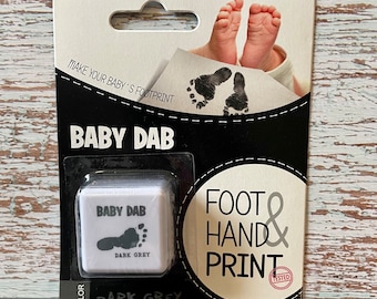 Water-based hand and footprint ink, ink pad harmless, skin-friendly, EU certified for newborns, dark gray, BABY DAB