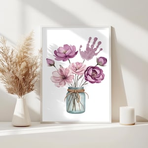 Children&#39;s handprint set bouquet | Handprint gift idea | Handprint baby child | Gift for grandma and grandpa from child | Mother&#39;s Day gift