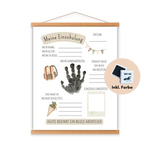 Afiche interactivo de inscripción escolar que incluye tinta para sellos | Cartel de huella de mano | Regalo de inscripción escolar para niños y niñas | Matrícula escolar 2025