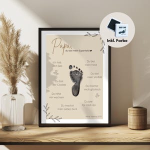 set di impronte personalizzate "Papà, sei il mio supereroe" | da bambino a papà festa del papà compleanno | Impronta del piede del papà dal bambino