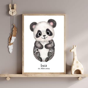 Baby Fußabdruck Poster Panda – personalisiertes Geschenk zur Geburt, Taufe & 1. bis 4. Geburtstag – Babyzimmer Deko – Abdruck-Set A4 und A3