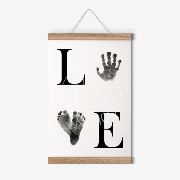 Fuß- und Handabdruck Set LOVE, 0-10 Jahre, Geschenk zu Geburt, Babyparty, Taufe, Meilensteine, Geburtstag, Liebe, Erinnerung Baby