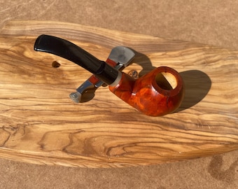 Olive Wood Handmade Bent Pipe – Capri No.3 – Sunset Grain