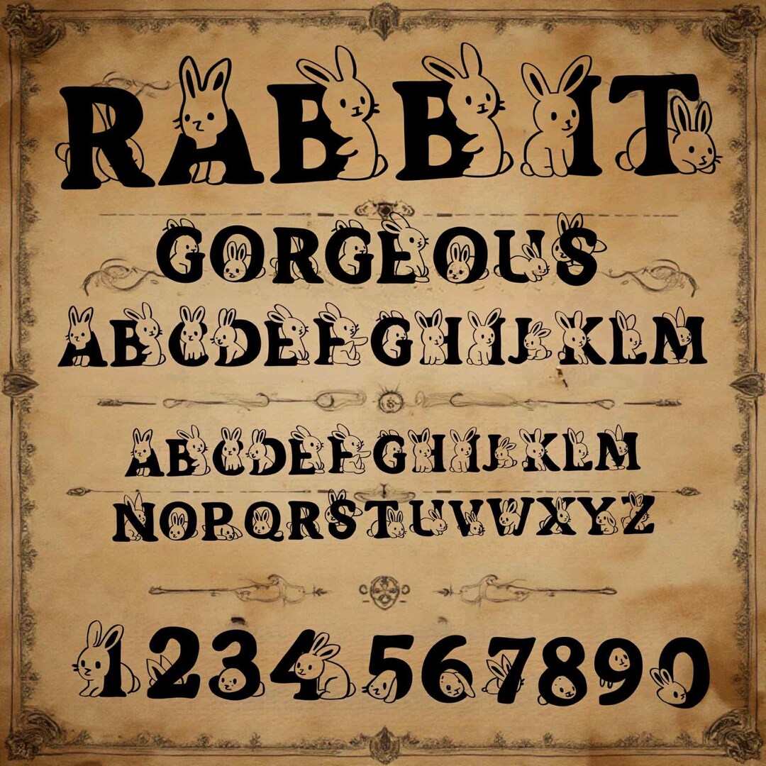 White Rabbit In Cursive Gorgeous Rabbit Handwriting Font – Cute OTF Digital Download for Cricut ...