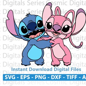 Stitch And Angel Svg, Stitch And Angel Clipart, Cute Stitch Svg, Stitch Clipart, Stitch And Angel Love, Stitch And Angel Silhouette