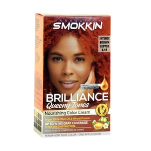 INNOVATION SMOKKIN Brilliance Hair Color Kit 5.00 Brown Copper - Permanent, 100% Gray Coverage, with Argan Oil, Olive Oil & Wheat Protein