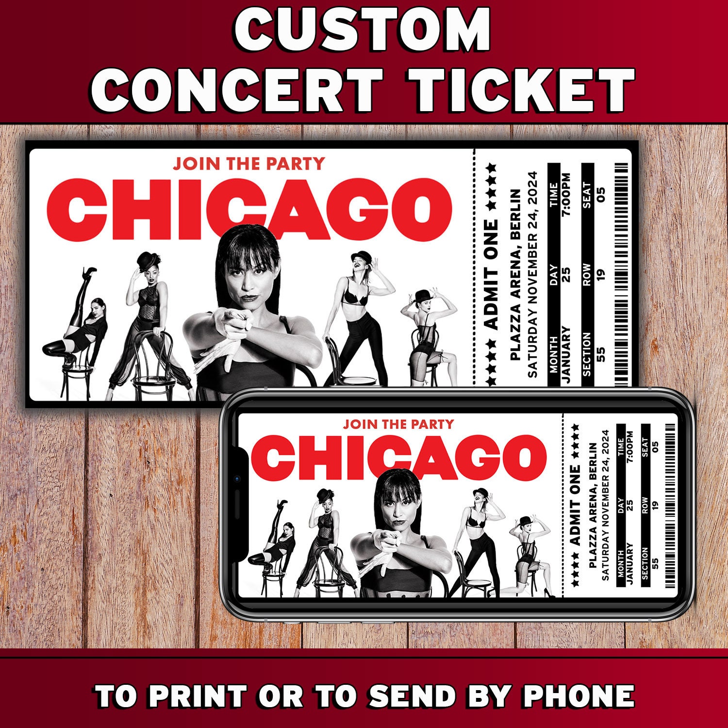 Printable Broadway Surprise Ticket. Editable Musical Theatre Faux Event ...
