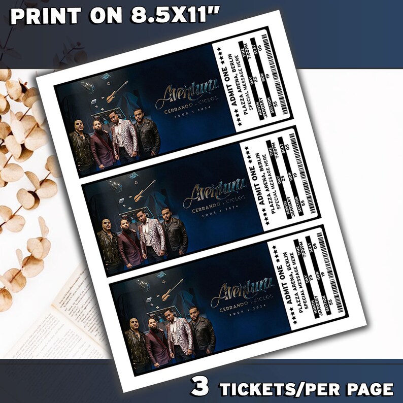 Printable AVENTURA Ticket the 2024 Cerrando Ciclos Tour, Music Concert