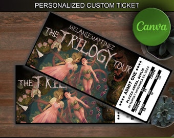 Printable Melanie Martinez Ticket The Trilogy Tour, Music Concert Show Pass, Surprise Gift Reveal,Editable Personalized Instant Download