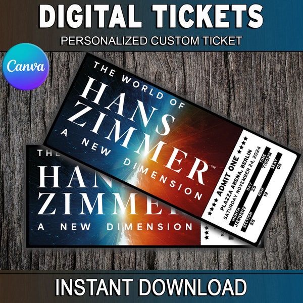 Hans Zimmer Souvenir Concert Ticket,  Hans Zimmer Gifts, Hans Zimmer Surprise Concert Ticket, Personalized Keepsake  Ticket Gift