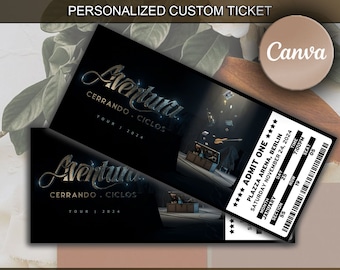 Printable AVENTURA Ticket The 2024 Cerrando Ciclos Tour, Music Concert Show Pass, Surprise Gift Reveal, Editable Personalized Ticket