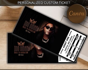 Don Omar Souvenir Concert Ticket, Don Omar Back To Reggaeton tour ticket, Concert Ticket, Personalized Keepsake  Ticket Gift