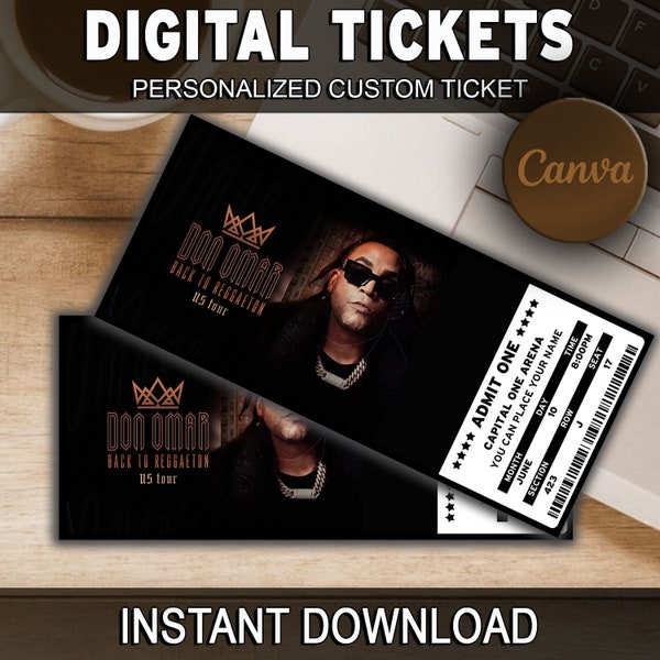 Don Omar Souvenir Concert Ticket, Don Omar Back To Reggaeton tour ticket, Concert Ticket, Personalized Keepsake  Ticket Gift