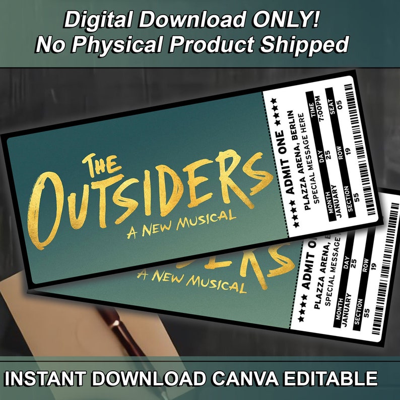 Printable the Outsiders Broadway Surprise Ticket, the Outsiders the