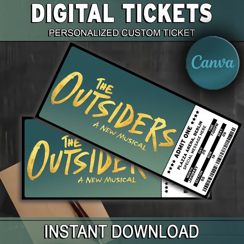Printable the Outsiders Broadway Surprise Ticket, the Outsiders the Musical Collectible Theater