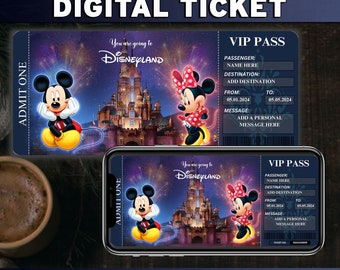 Printable Disneyland Surprise Ticket, Disneyworld Ticket, Editable Ticket, Surprise Reveal Ticket Gift, Disneyland Ticket, Theme Park Ticket