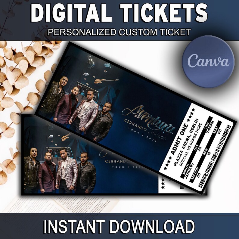 Printable AVENTURA Ticket the 2024 Cerrando Ciclos Tour, Music Concert