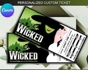 WICKED Printable Broadway Surprise Ticket. Editable Musical Theatre ...